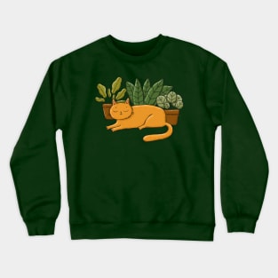 Cat and Plants Crewneck Sweatshirt